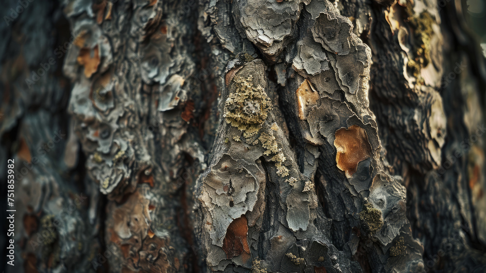Closeup of textured tree bark in forest. Closeup of textured tree bark in forest.