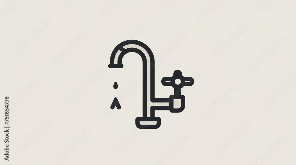 Illustration of a line and black faucet icon, featuring a simple design. This vector illustration serves as a blackline symbol Illustration of a line and black faucet icon, featuring a simple design. This vector illustration serves as a blackline symbol