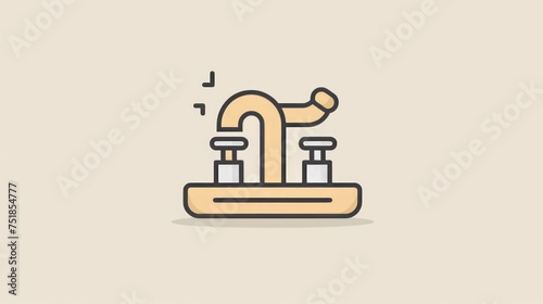 Illustration of a line and black faucet icon, featuring a simple design. This vector illustration serves as a blackline symbol photo