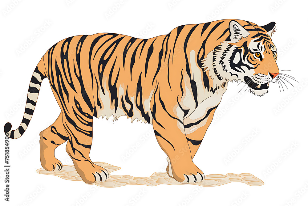 Illustration of tiger on white background