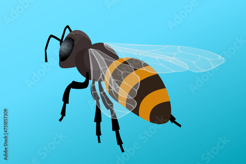 Isometric Honey Bee Flying. People breed honey bees to obtain bee products: wax, honey, poison, propolis, bee bread