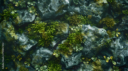 Aerial View of Rocks and Plants