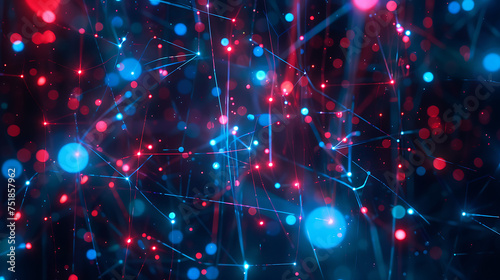 a computer generated image of a network of blue and red lights