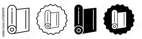 Construction film roll set in black and white color. Construction film roll simple flat icon vector