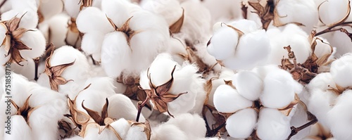 Close up ripe cotton with white fiber grow on plantation