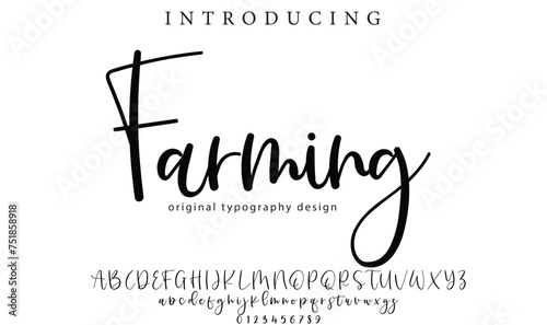 Farming Font Stylish brush painted an uppercase vector letters, alphabet, typeface