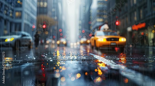 wet rain city road