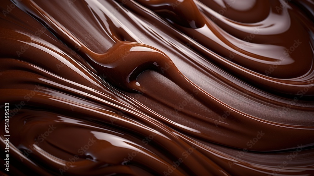 Melted dark chocolate swirl background, top view Melted dark chocolate swirl background, top view
