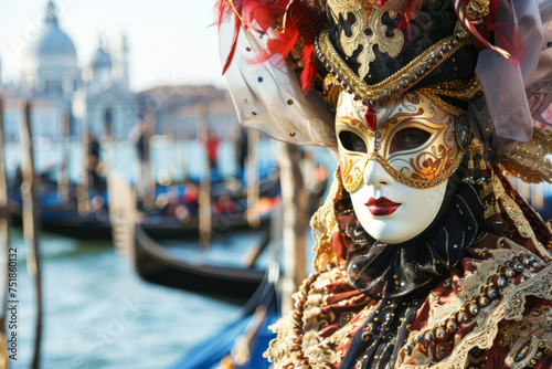 Traditional venetian carnival mask in Venice, ITALY 