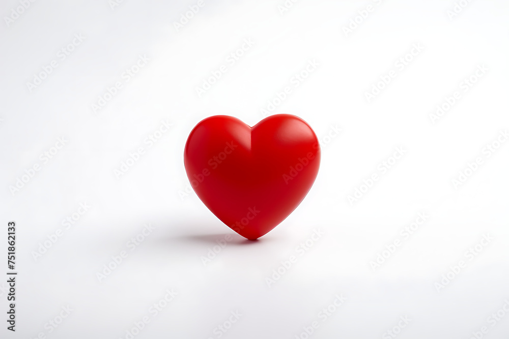 Radiant Red Heart, isolated against a pristine white background, embodying simplicity and emotion