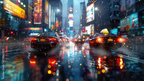 hydroplane cars in rain © vectorwin