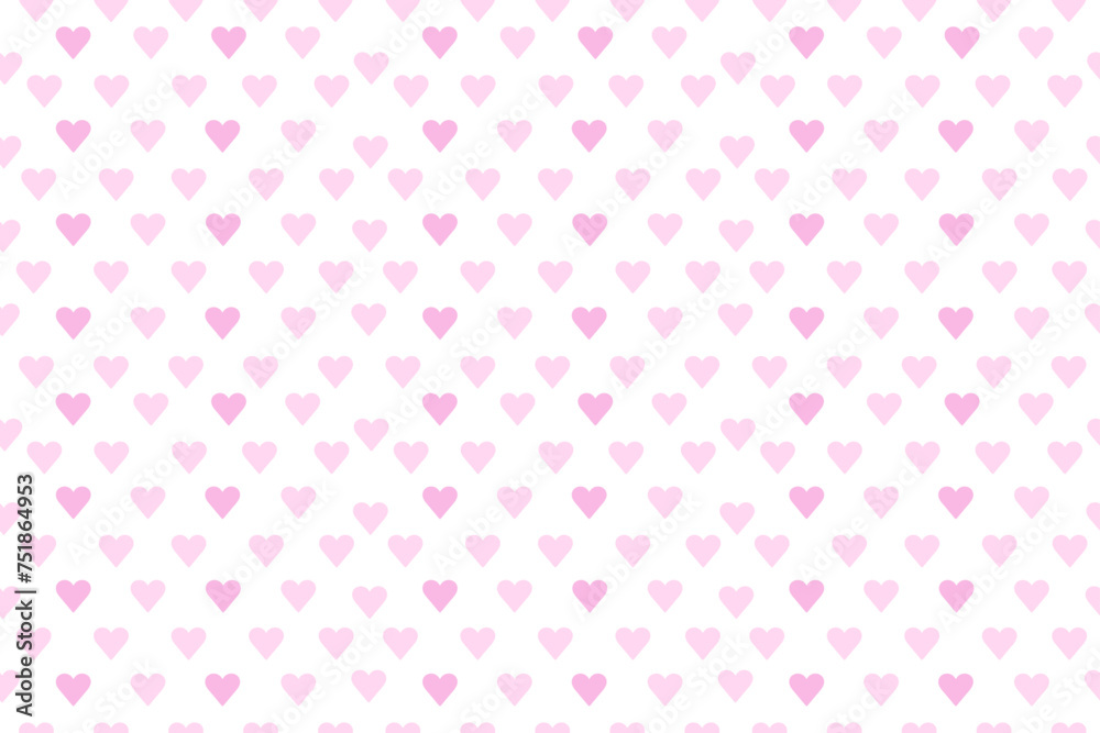 Seamless pattern with cute little pink hearts on white isolated background