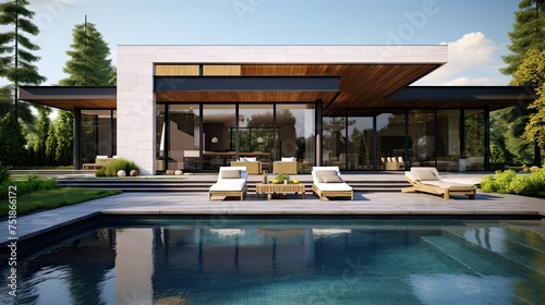 minimalist modern house background © vectorwin