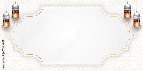 luxury white horizontal frame islamic ramadan kareem eid al fitr arch background 