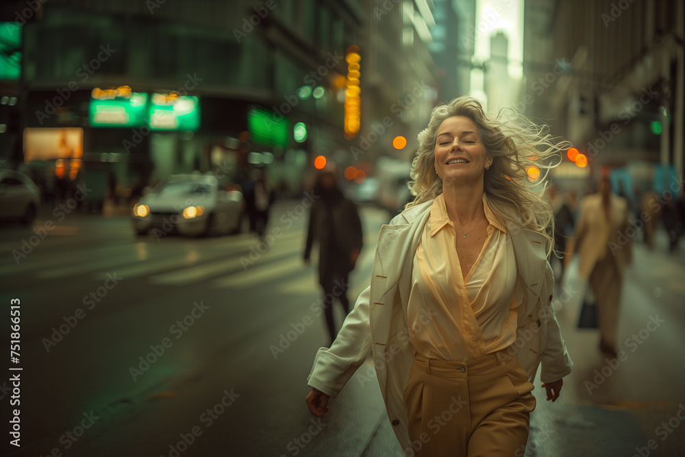 mature woman walking down the street mature woman walking down the street