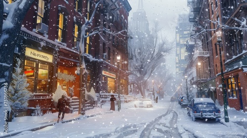 cold snowy city © vectorwin