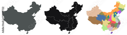 China map. Map of China in set