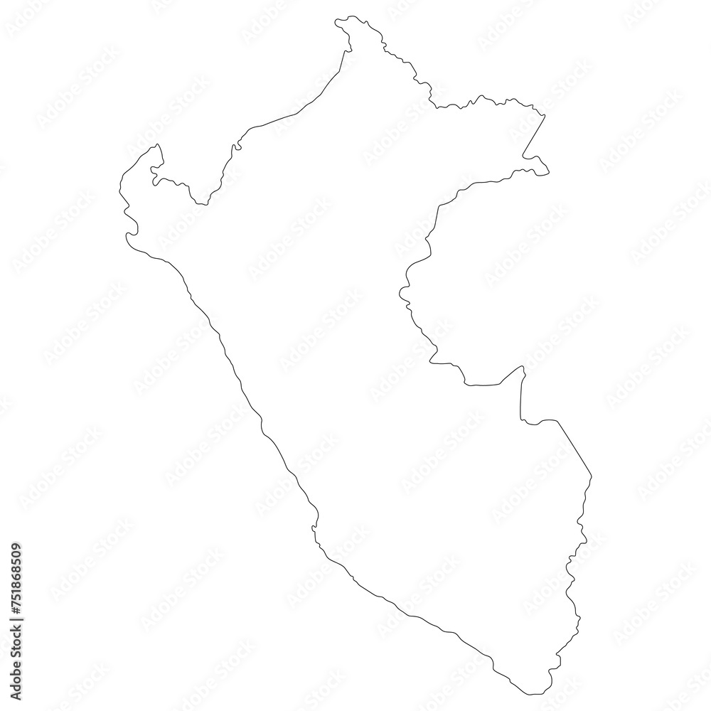 Peru map. Map of Peru in white color