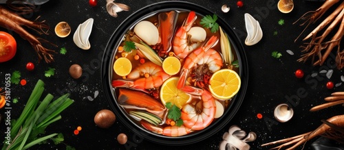 beef and shrimp vegetable dish in a bowl