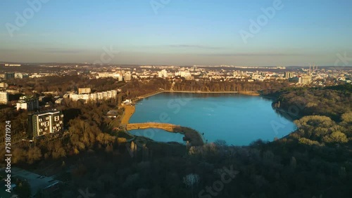 Aerial view of Valea Morilor Lake, Chisinau photo