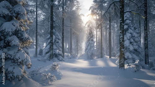 snow woods snowy © vectorwin