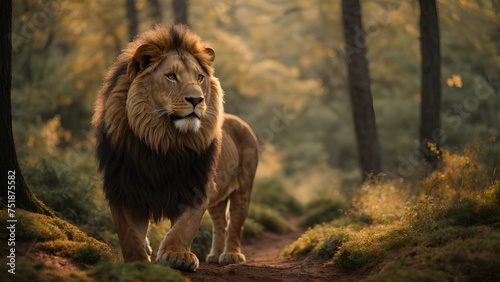 Pictures of a lion in a forest 