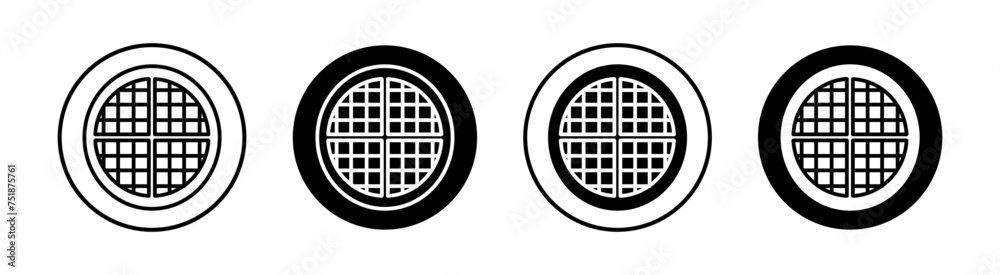 Waffle flat line icon set. Waffle Thin line illustration vector Waffle flat line icon set. Waffle Thin line illustration vector