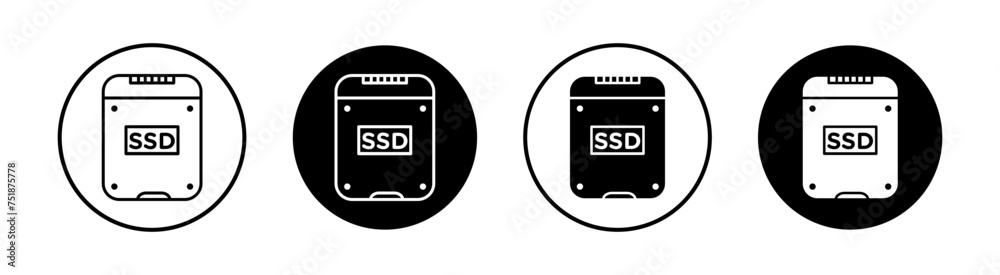 SSD flat line icon set. SSD Thin line illustration vector SSD flat line icon set. SSD Thin line illustration vector