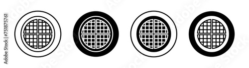 Waffle flat line icon set. Waffle Thin line illustration vector