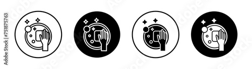 Plate washing flat line icon set. Plate washing Thin line illustration vector