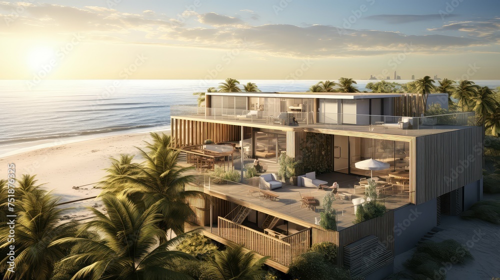Naklejka premium friendly sun house building