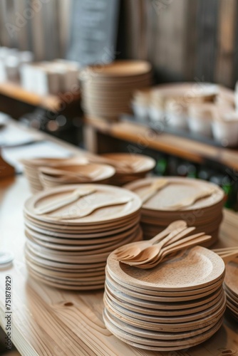 A restaurant using fully biodegradable tableware, committing to reduce plastic waste and promote sustainability.