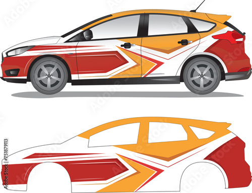 Racing car wrap, car decal sticker vector illustration (ID: 751879113)