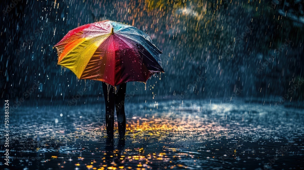 storm rain with umbrella