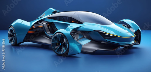 Concept generic electric sports car design in electric futuristic style, prototype showcase concept with copy space.