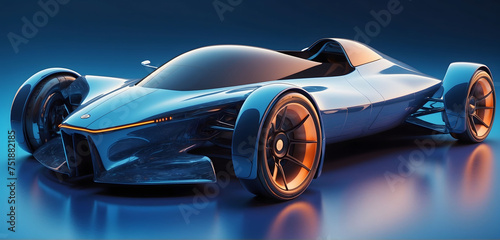 Futuristic new design electric sport fast car, EV factory production, high performance, prototype showcase concepts as wide banner with copy space area.