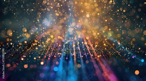 fantasy magic rain of sparkling glittery particles photo