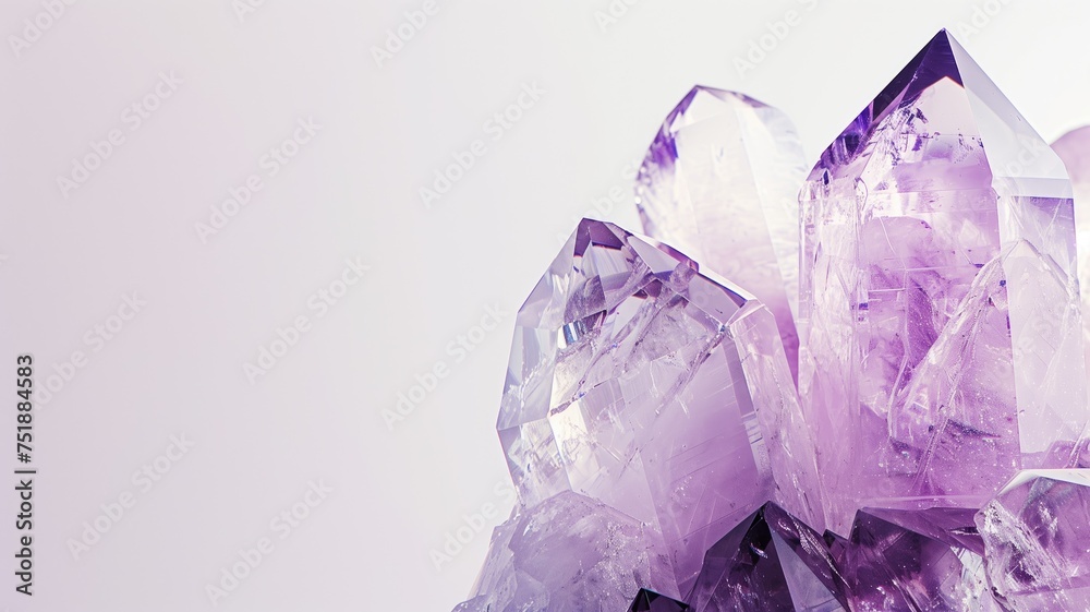 Vivid purple amethyst crystals cluster with translucent tips Vivid purple amethyst crystals cluster with translucent tips