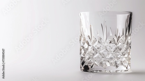 A single cut crystal glass isolated on a white background