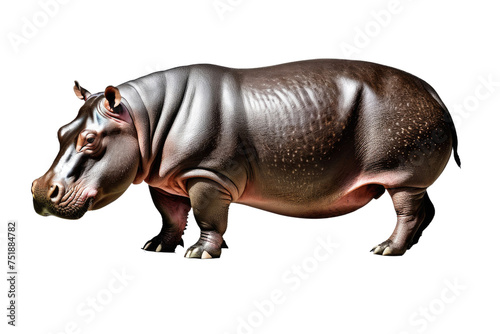 Hippopotamus, full body, high-quality stock photograph, isolation on white background, contrasts highlighted, soft-edged shadows, clean, minimalist composition, ultra clear, high-resolution image