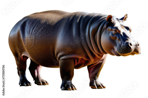 Hippopotamus, full body, high-quality stock photograph, isolation on white background, contrasts highlighted, soft-edged shadows, clean, minimalist composition, ultra clear, high-resolution image