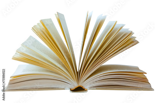 open book with fanned pages isolated on transparent background