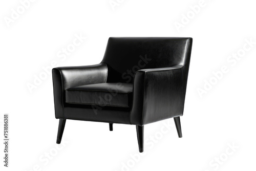 Single black sofa chair, standing isolated on a seamless white background, high quality stock photography, soft natural light casting a gentle shadow beneath