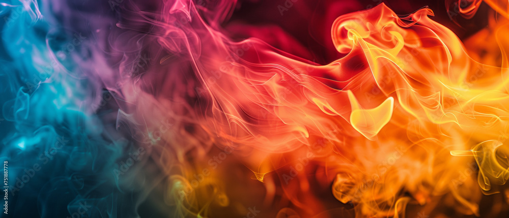 Rainbow Vivid Abstract Flames.