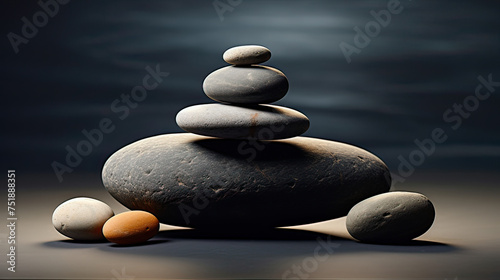 Tranquility and balance using stones as a background  with composition and lighting Ai Generative