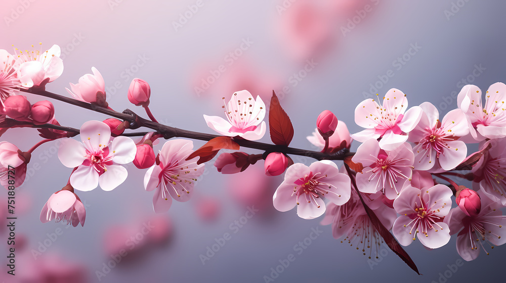 Obraz premium Floral background, flat lay, top view