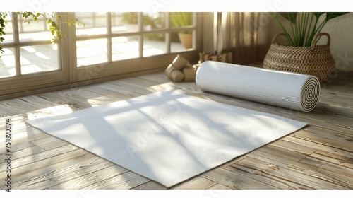 exercise white yoga mat photo