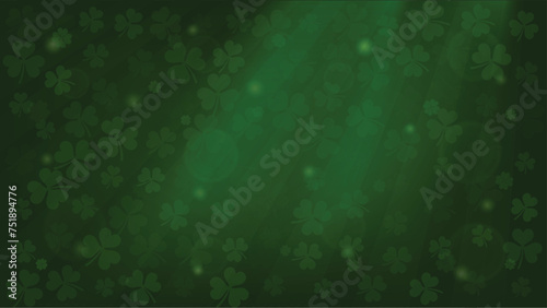 St. Patrick's Day: abstract green background with clover leaves. Vector illustration.