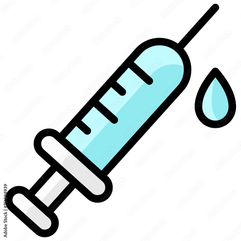 syringe icon illustration design with filled outline