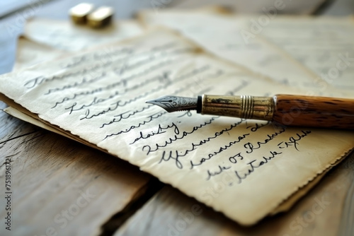 OLD HANDWRITTEN LETTER WITH A FOUNTAIN PEN